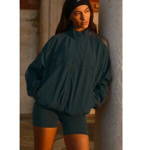 ALO YOGA Women's Origin Full -Zip Track Jacket Size L In Charcoal Green ^damaged